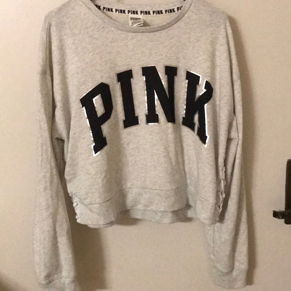 Victoria’s Secret PINK lace up cropped sweatshirt